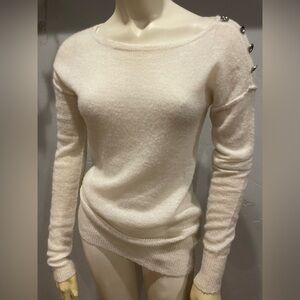 J.Crew Wool and mohair blend Cream Sweater with Button Detail size S